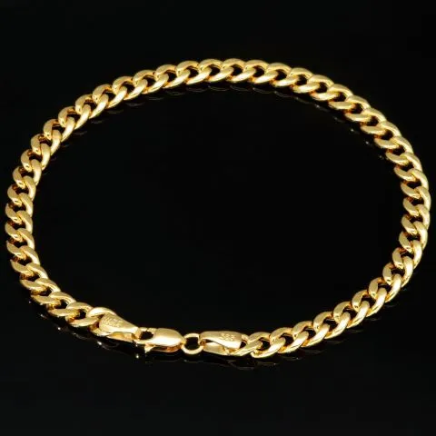 Hochglanzpoliertes Panzerarmband aus exquisitem 14k 585er Gold ca. 19cm ca. 4,5mm