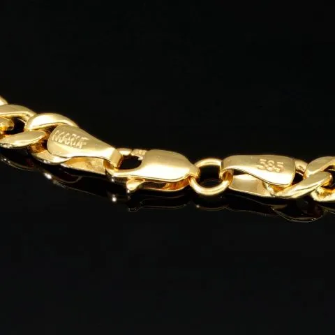 Hochglanzpoliertes Panzerarmband aus exquisitem 14k 585er Gold ca. 19cm ca. 4,5mm