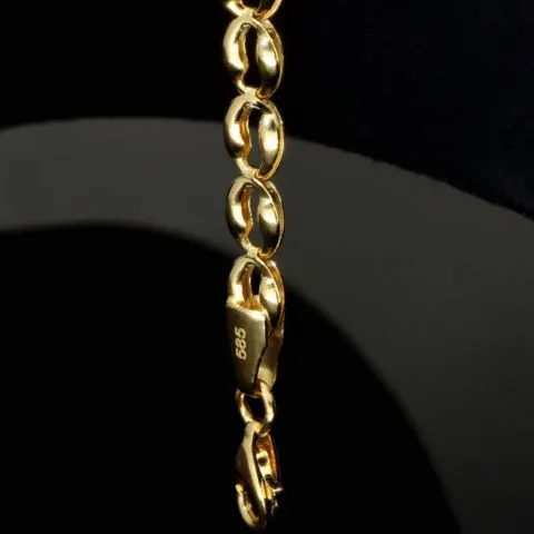 Gold-Armband aus hochglanzpoliertem 14K / 585 Gelbgold in zeitlosem Design ca. 18 cm, 4,5 mm