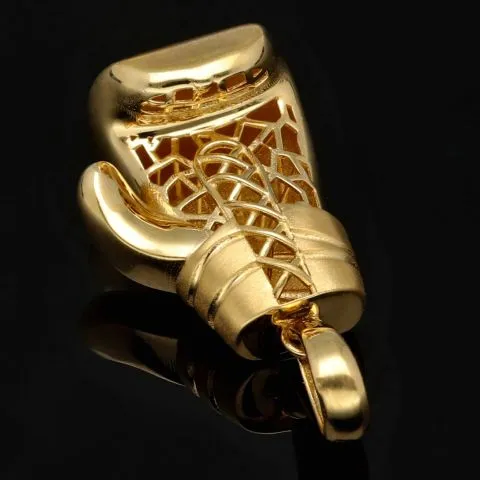 Filigran gearbeiteter Boxhandschuh-Anhänger aus edlem 585 Gelbgold aus hochwertigem 14K / 585 Gold - glänzend poliert