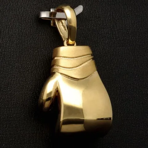 Filigran gearbeiteter Boxhandschuh-Anhänger aus edlem 585 Gelbgold aus hochwertigem 14K / 585 Gold - glänzend poliert