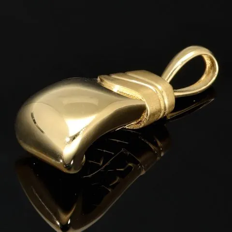 Filigran gearbeiteter Boxhandschuh-Anhänger aus edlem 585 Gelbgold aus hochwertigem 14K / 585 Gold - glänzend poliert