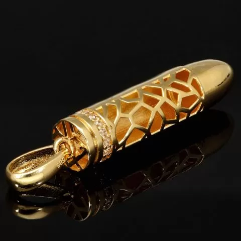 Gold-Anhänger - Patrone aus edlem, hochglanzpoliertem 14K 585 Gelbgold mit funkelndem Zirkoniabesatz