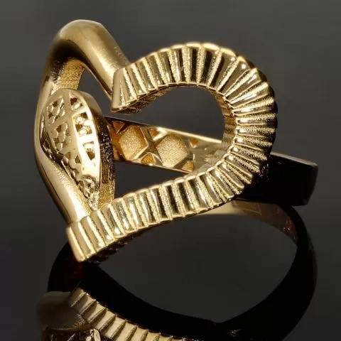 Luxuriöser Goldring für Damen mit funkelndem Herzmotiv aus 14K 585 Gold (Gelbgold) in RG ca. 57