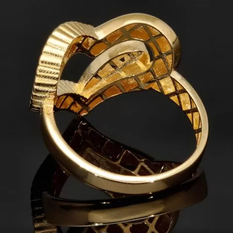 Luxuriöser Goldring für Damen mit funkelndem Herzmotiv aus 14K 585 Gold (Gelbgold) in RG ca. 57