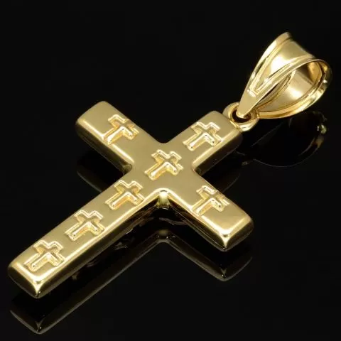 Hochwertiger Kreuzanhänger mit detaillierter Jesusfigur in zeitlosem Design aus 14K 585 Gold in Bicolor Gelbgold und Weißgold