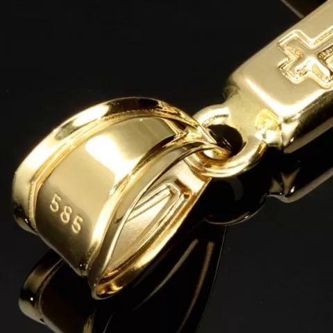 Hochwertiger Kreuzanhänger mit detaillierter Jesusfigur in zeitlosem Design aus 14K 585 Gold in Bicolor Gelbgold und Weißgold