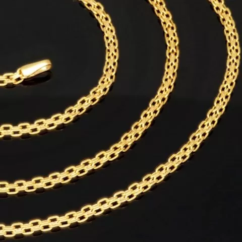 Fein fearbeitete, engmaschige Goldkette aus hochwertigem 585 / 14K Gold ca. 55cm Länge 2mm