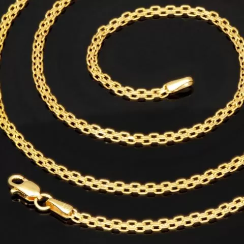 Fein fearbeitete, engmaschige Goldkette aus hochwertigem 585 / 14K Gold ca. 55cm Länge 2mm