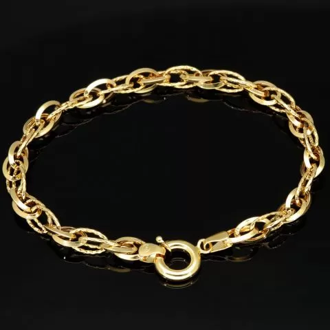 Exquisites Gold-Armband für Damen in edlem Design aus funkelndem 14K 585 Gelbgold, ca. 20cm Länge, 6mm Breite
