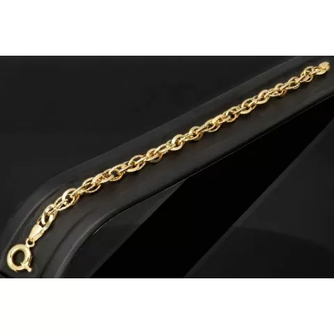 Exquisites Gold-Armband für Damen in edlem Design aus funkelndem 14K 585 Gelbgold, ca. 20cm Länge, 6mm Breite