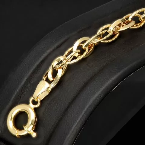 Exquisites Gold-Armband für Damen in edlem Design aus funkelndem 14K 585 Gelbgold, ca. 20cm Länge, 6mm Breite