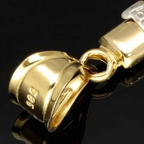 Fein ausgearbeiteter Kruzifix-Anhänger aus 14 585 Bicolor-Gold – glanzvolles Gelbgold akzentuiert mit edlem Weißgold-Korpus