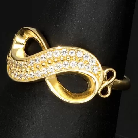 Infinity Ring für damen mit Unendlichkeitssymbol auf hochwertigem 585 14K Gold mit fein besetzten Zirkoniasteinen in ca. RG 55-56