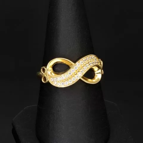 Infinity Ring für damen mit Unendlichkeitssymbol auf hochwertigem 585 14K Gold mit fein besetzten Zirkoniasteinen in ca. RG 55-56