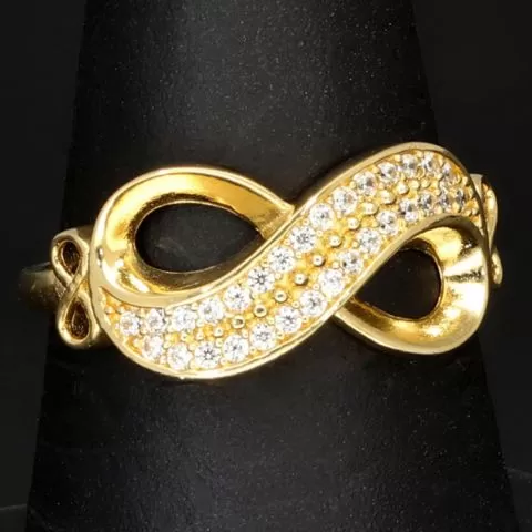 Infinity Ring für damen mit Unendlichkeitssymbol auf hochwertigem 585 14K Gold mit fein besetzten Zirkoniasteinen in ca. RG 55-56