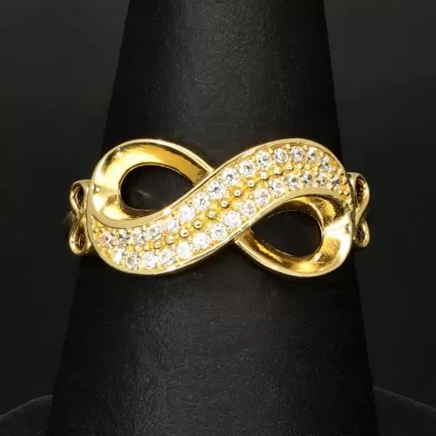 Infinity Ring für damen mit Unendlichkeitssymbol auf hochwertigem 585 14K Gold mit fein besetzten Zirkoniasteinen in ca. RG 55-56