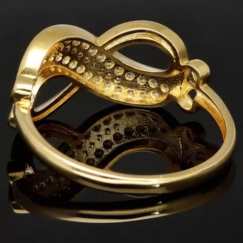 Infinity Ring für damen mit Unendlichkeitssymbol auf hochwertigem 585 14K Gold mit fein besetzten Zirkoniasteinen in ca. RG 55-56