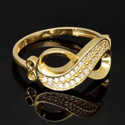 Infinity Ring für damen mit Unendlichkeitssymbol auf hochwertigem 585 14K Gold mit fein besetzten Zirkoniasteinen in ca. RG 55-56