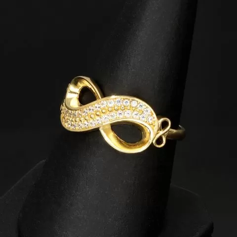 Infinity Ring für damen mit Unendlichkeitssymbol auf hochwertigem 585 14K Gold mit fein besetzten Zirkoniasteinen in ca. RG 55-56