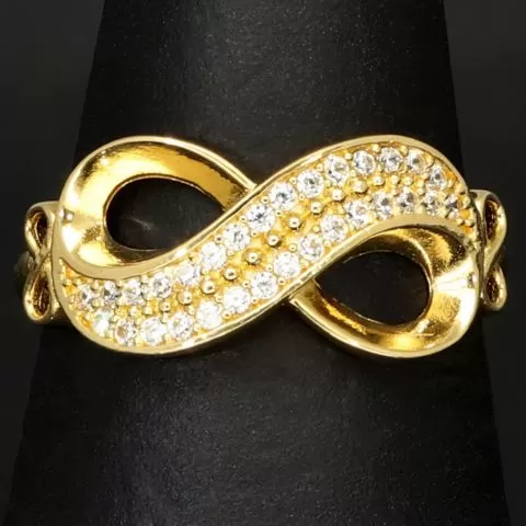Infinity Ring für damen mit Unendlichkeitssymbol auf hochwertigem 585 14K Gold mit fein besetzten Zirkoniasteinen in ca. RG 55-56