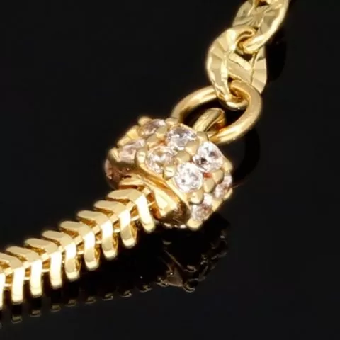 Herz-Armband aus Gold mit verschiedenen Kettenstilen, Charms und Zirkonia besetzten Elementen aus 14K 585 Gelbgold – ca. 19,5-21 cm - längenverstellbar