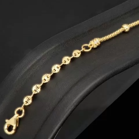 Herz-Armband aus Gold mit verschiedenen Kettenstilen, Charms und Zirkonia besetzten Elementen aus 14K 585 Gelbgold – ca. 19,5-21 cm - längenverstellbar