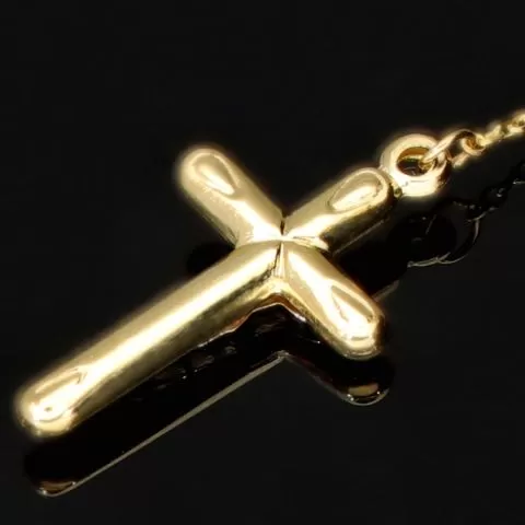 Exklusive Rosenkranz-Y-Kette mit kleinem Amulett und Jesuskreuz aus 14K 585 Gold (Gelbgold mit Nuancen Weißgold - ca. 4,6 g)