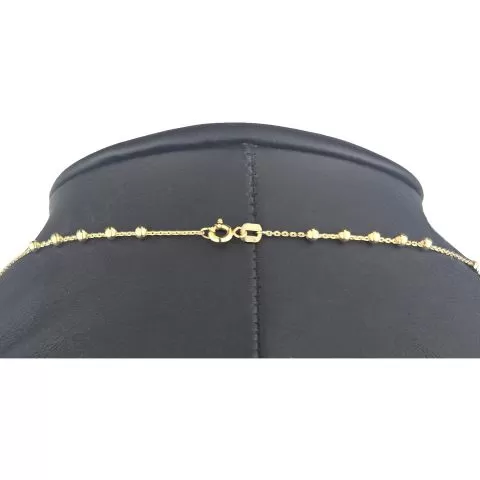 Exklusive Rosenkranz-Y-Kette mit kleinem Amulett und Jesuskreuz aus 14K 585 Gold (Gelbgold mit Nuancen Weißgold - ca. 4,6 g)