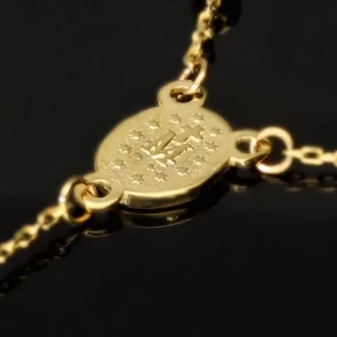 Exklusive Rosenkranz-Y-Kette mit kleinem Amulett und Jesuskreuz aus 14K 585 Gold (Gelbgold mit Nuancen Weißgold - ca. 4,6 g)