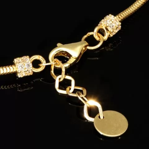 Infinity-Armband aus hochwertigem 585er Gold, 14 Karat, mit funkelnden Unendlichkeitsmotiven, Goldkügelchen in Tricolor (Gelbgold, Weißgold und Roségold) und verstellbarer Länge von 17,5 bis 19 cm