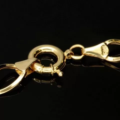 Hochglanzpoliertes Bicolor-Goldarmband aus funkelndem 14K 585 Gelb- und Weißgold mit harmonisch verschlungenen Unendlichkeitssymbolen (ca. 20cm, 7mm)