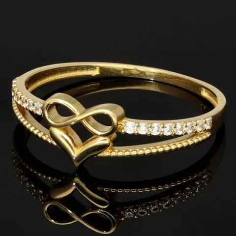 Kunstvoll designter Infinity-Herz-Ring für Damen aus hochwertigem 14K 585er Gold mit funkelnden Zirkonia besetzt ca. RG 58