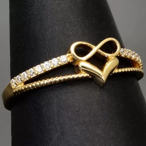 Kunstvoll designter Infinity-Herz-Ring für Damen aus hochwertigem 14K 585er Gold mit funkelnden Zirkonia besetzt ca. RG 58