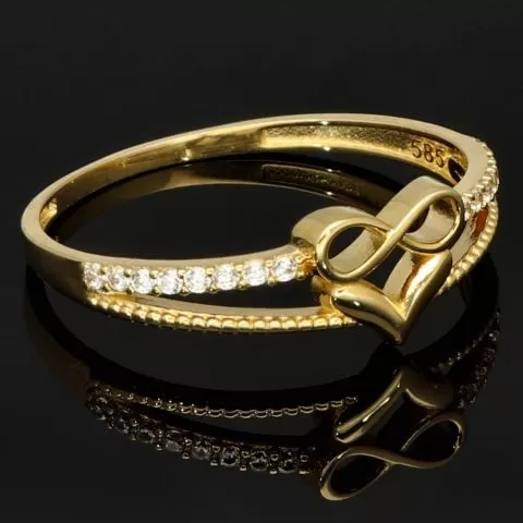 Kunstvoll designter Infinity-Herz-Ring für Damen aus hochwertigem 14K 585er Gold mit funkelnden Zirkonia besetzt ca. RG 58