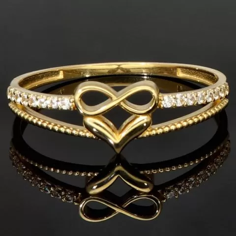 Kunstvoll designter Infinity-Herz-Ring für Damen aus hochwertigem 14K 585er Gold mit funkelnden Zirkonia besetzt ca. RG 58