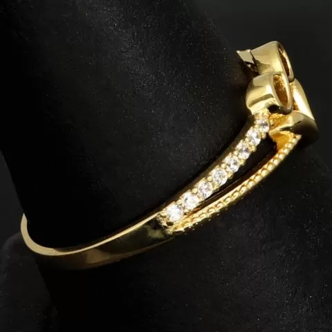 Kunstvoll designter Infinity-Herz-Ring für Damen aus hochwertigem 14K 585er Gold mit funkelnden Zirkonia besetzt ca. RG 58