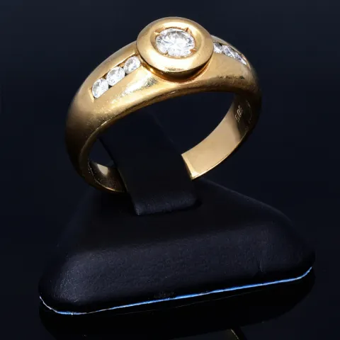 hochwertiger Damenring mit strahlenden Brillanten besetzt aus 585er 14 Karat Gelbgold Größe 54