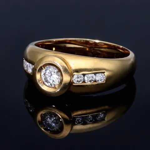 hochwertiger Damenring mit strahlenden Brillanten besetzt aus 585er 14 Karat Gelbgold Größe 54