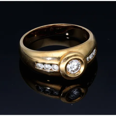 hochwertiger Damenring mit strahlenden Brillanten besetzt aus 585er 14 Karat Gelbgold Größe 54