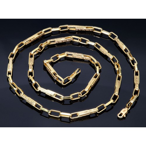Designer-Ankerkette im Greco-Stil aus 585er Gelbgold (14k)- 64cm lang, 4,3 mm breit, 10,8g
