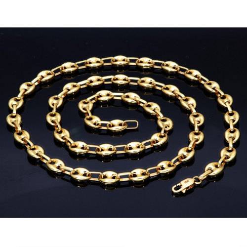 hochwertige Bohnenkette aus 585er (14 Karat) Gelbgold (ca. 66 cm; 20,8g, 7mm)