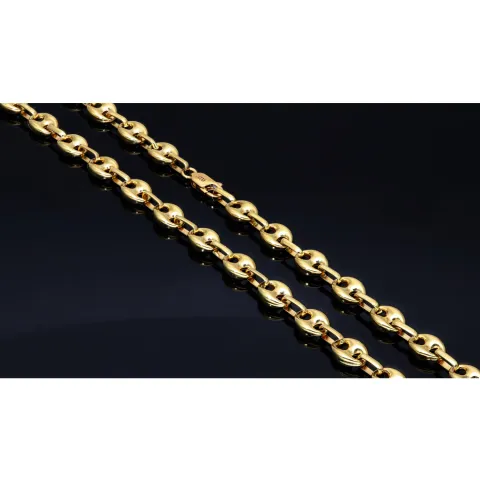 hochwertige Bohnenkette aus 585er (14 Karat) Gelbgold (ca. 66 cm; 20,8g, 7mm)
