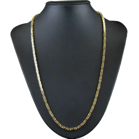 massive Premium - Königskette aus hochwertigem 14K Gold (585) in 65 cm Länge; ca. 3,3 mm breit - Made in Germany mit FBM Stempel