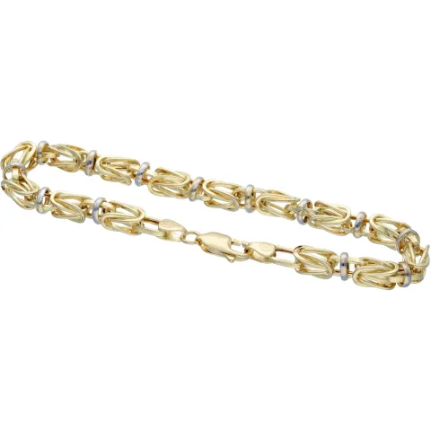 Goldenes bicolor Königsarmband (585er 14k), 5,5mm breit, 19cm lang