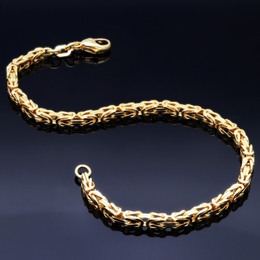 Massives Königsarmband aus Gold (585er 14k Gold), ca. 3,3 mm Breite, ca. 22cm lang, ca. 13,6g  -  mit FBM Stempel