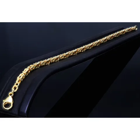 Massives Königsarmband aus Gold (585er 14k Gold), ca. 3,3 mm Breite, ca. 23cm lang, ca. 16,6g - Made in Germany