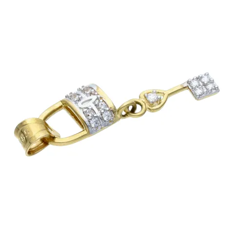 "Schloss mit Schlüssel"-Anhänger in 585er 14K Gelbgold mit Zirkoniabesatz