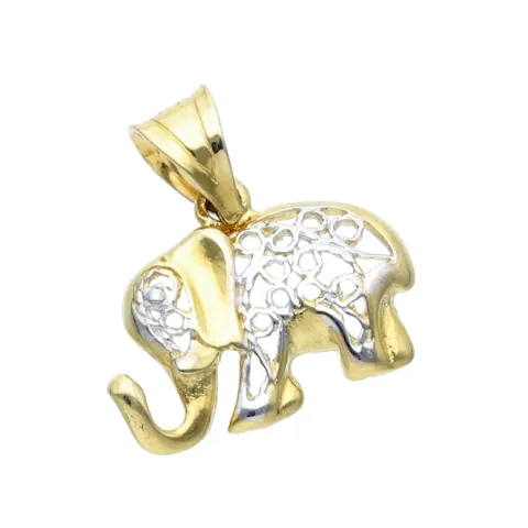 Sehr schöner Elefant-Anhänger aus hochwertigem 585er 14K Gelb- und Weissgold (bicolor)