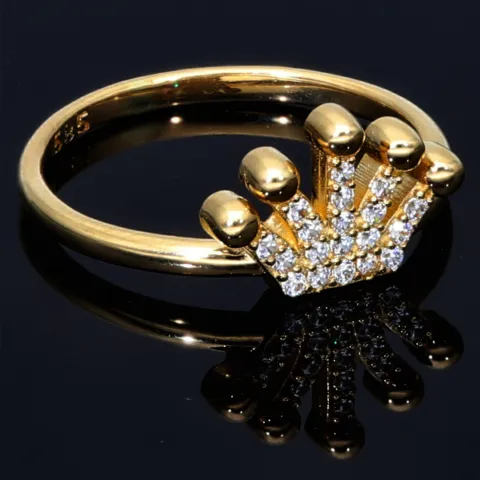 Sehr schöner Kronen Ring in 585 14 Karat Gelbgold mit Zirkoniabesatz. RG 56-57